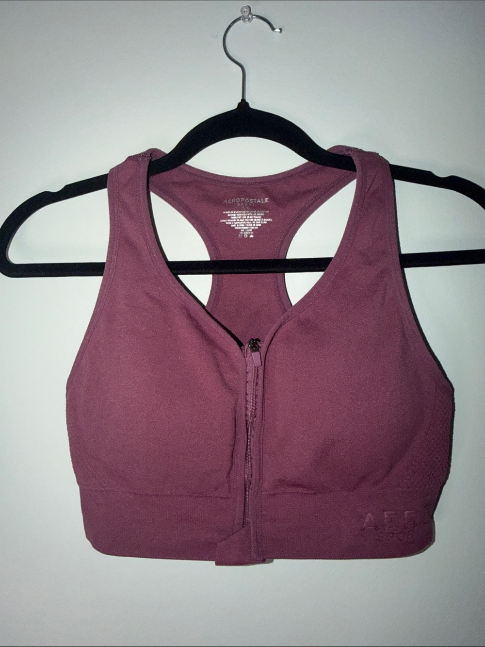 Aeropostale Mauve Front-Zip Racerback Sports Bra